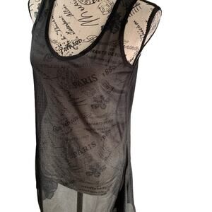 *Ingear Women's Size Small Swimsuit Cover-up Black Sheer Tank Made in India NEW